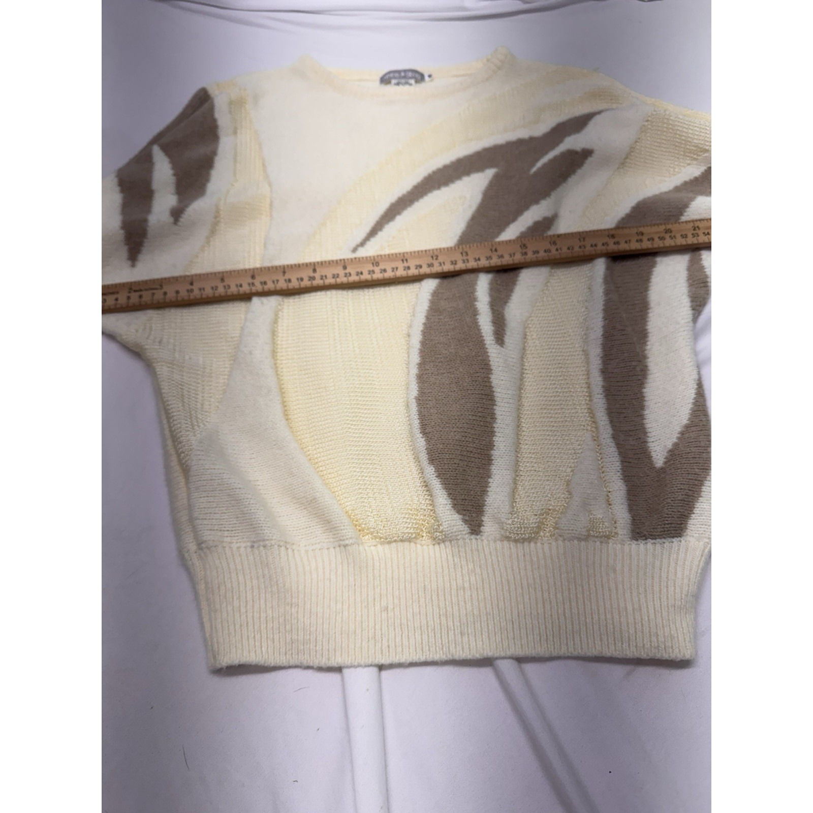 Vintage Oversized 80's White Stag Sweater Cream & Brown Cable Knitting Sz Med — image 5 of 6